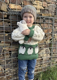 Kids' 100% Merino Wool Sheep Jumper in Green