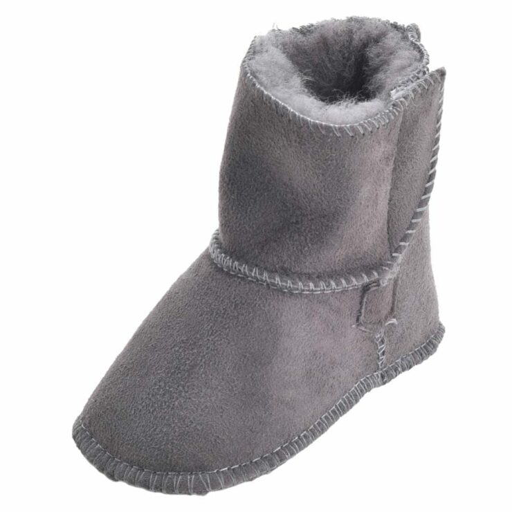 Genuine Sheepskin Lined Booties with Ripper Tab Fastening in Grey - X-Large-4832