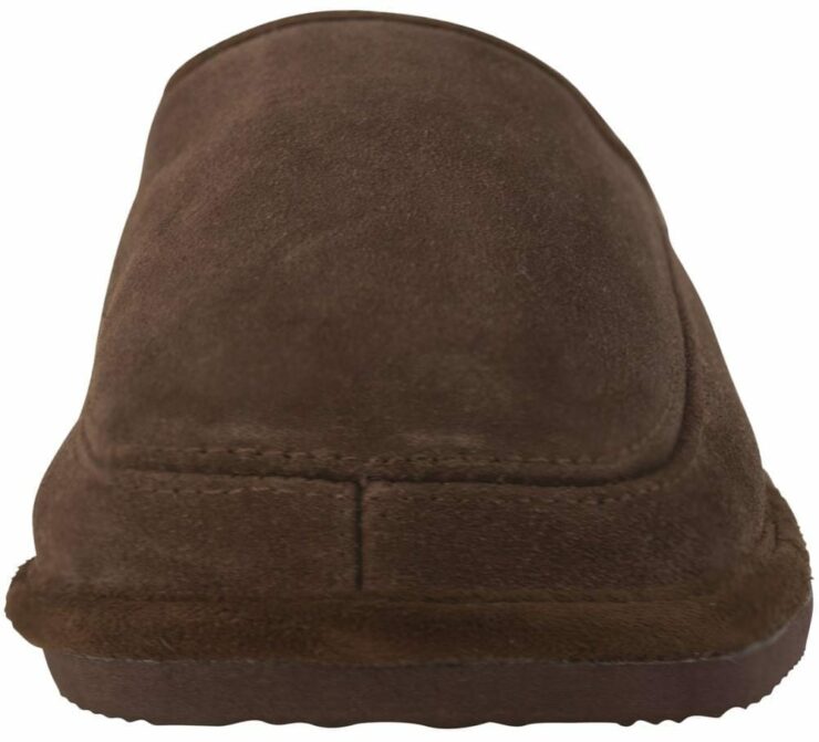 Mens Suede and Lambswool Mule Slippers Lightweight EVA Sole in Brown - Size UK6-170026