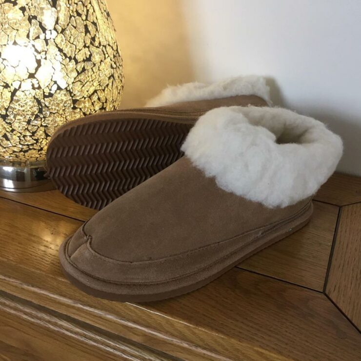 Ladies Genuine Suede and Lambswool Mix Boot Slippers-106656