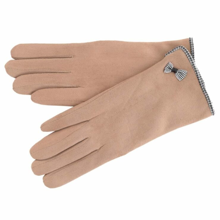 Ladies Soft Micro Suede Cold Weather Gloves in Fawn-0