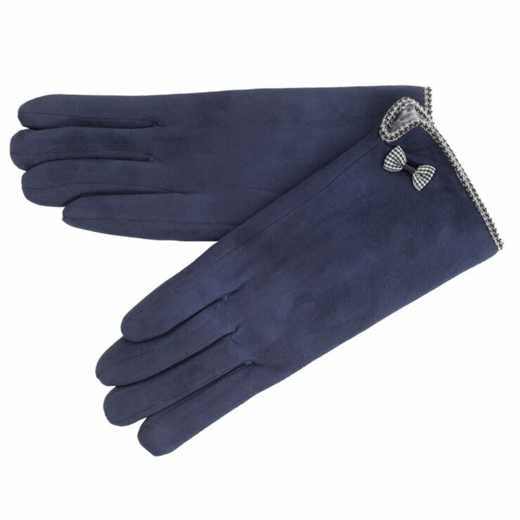 Ladies Soft Micro Suede Cold Weather Gloves in Navy-0