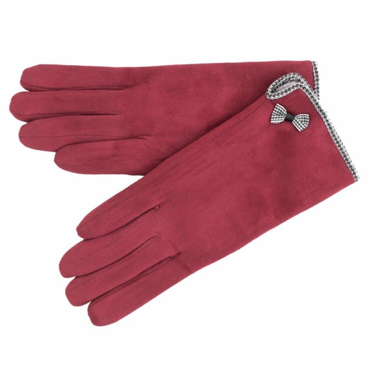 Ladies Soft Micro Suede Cold Weather Gloves in Red-0