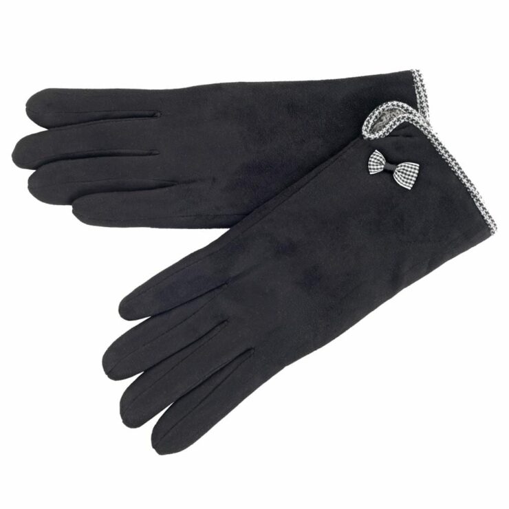 Ladies Soft Micro Suede Cold Weather Gloves in Black-0