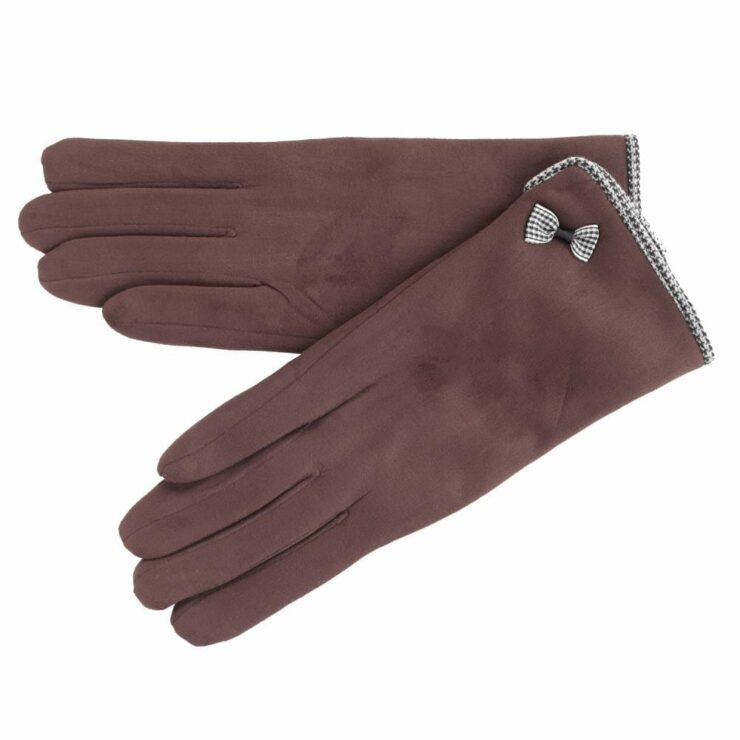 Ladies Soft Micro Suede Cold Weather Gloves in Brown-0