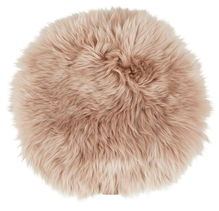 Long-Haired Round Seat Cushion in Camel by Shepherd of Sweden-0