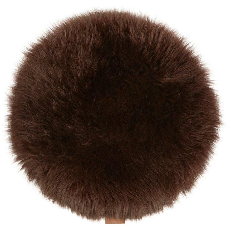 Long-Haired Round Seat Cushion in Chocolate by Shepherd of Sweden-0