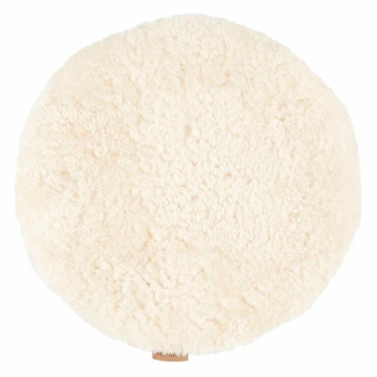 Padded Round Sheepskin Seat Cushion by Shepherd of Sweden in Natural White-0