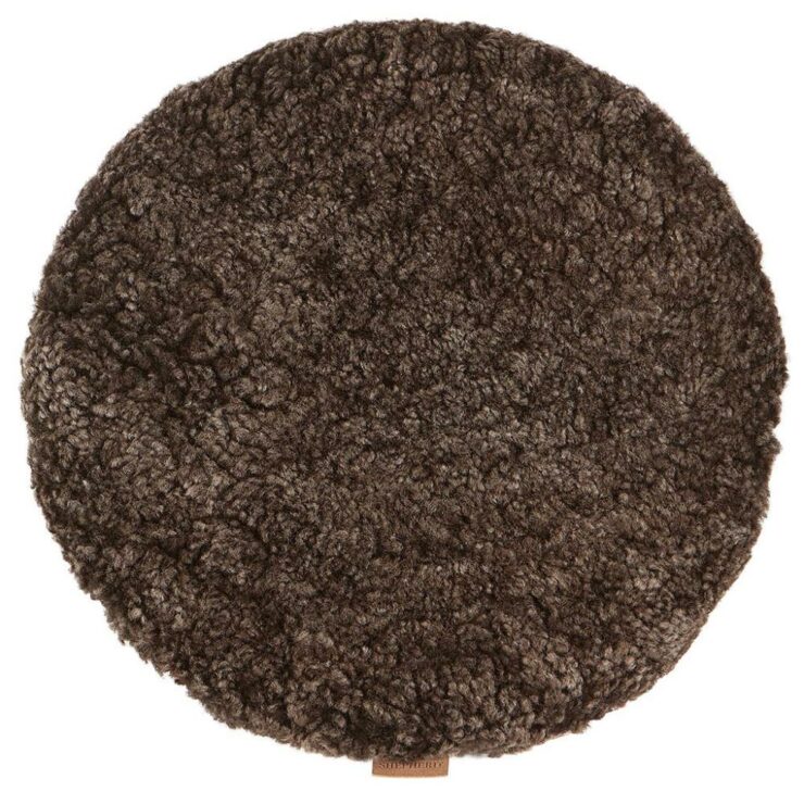 Padded Round Sheepskin Seat Cushion by Shepherd of Sweden in Cappuccino-0