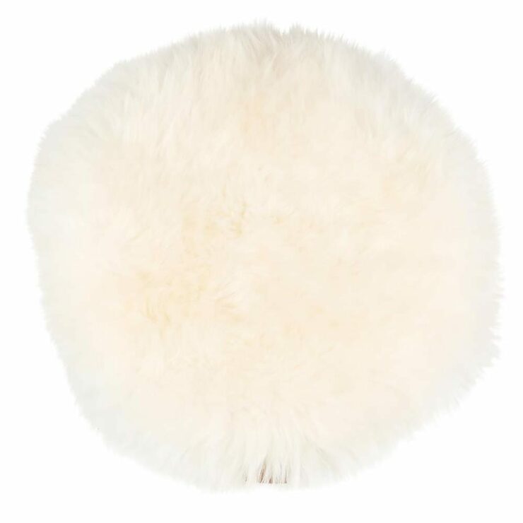 Long-Haired Round Seat Cushion in White by Shepherd of Sweden-0