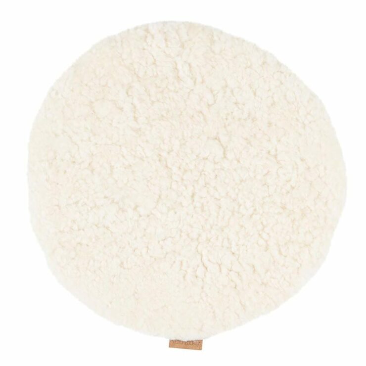 Round Sheepskin Seat Cushion by Shepherd of Sweden in Natural White-0