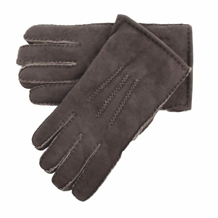 Mens Supreme Quality Classic Sheepskin Gloves in Coffee Brown Size X-Large-0