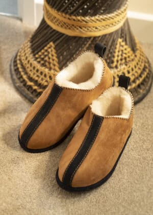 Mens Arden Grey Suede Sheepskin Slippers | Gifts for Him